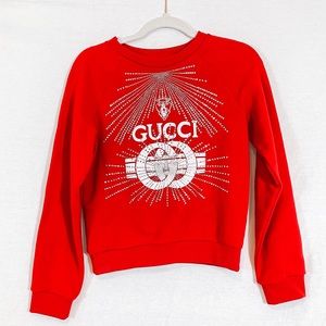 NWT Gucci- Red Crystal Logo Sweatshirt